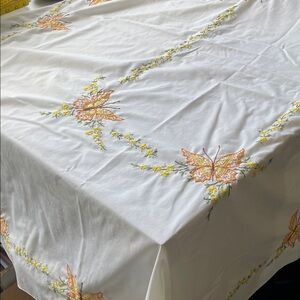 Vintage Butterfly Embroidered Tablecloth